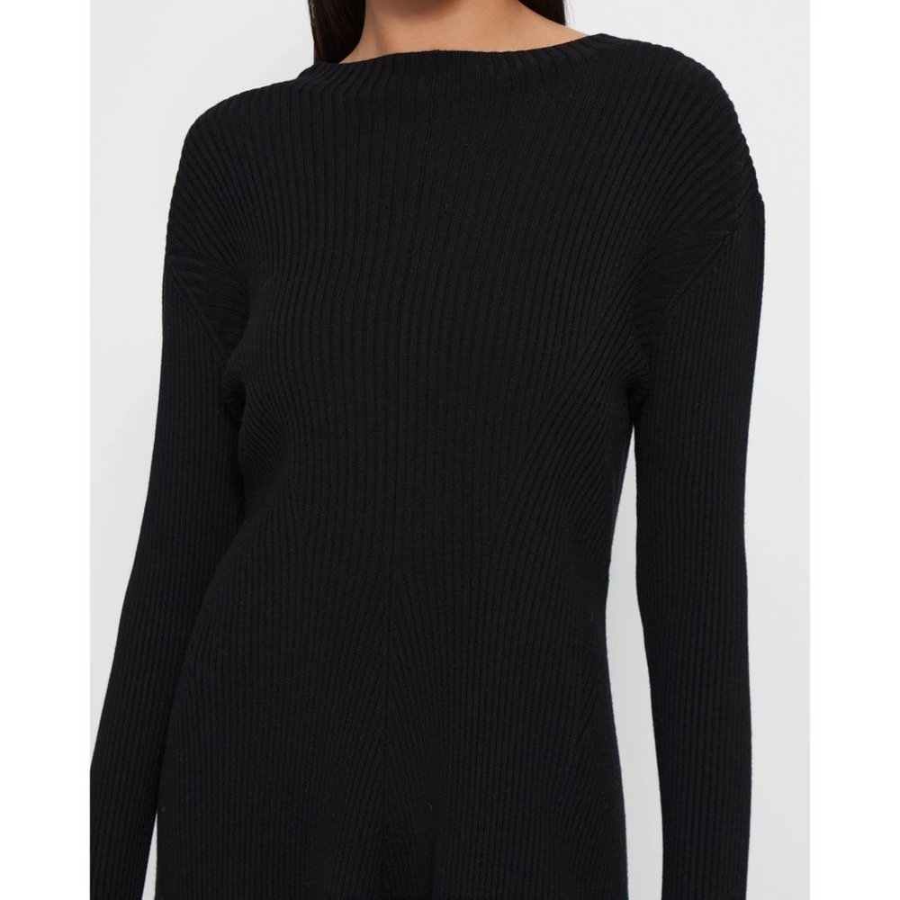 THEORY Moving Rib Dress in Empire Wool - Black - NWT Size Medium - Picture 4 of 6